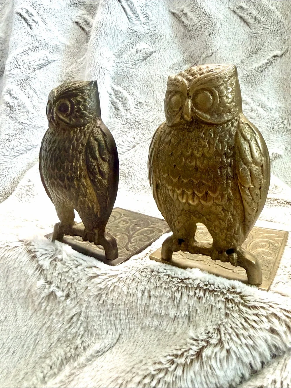 Vintage 1960’s/1970’s Mid Century Modern Brass Owl Book Ends (pair)